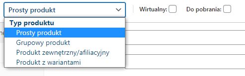 Wybór typów produktu w Woocommerce